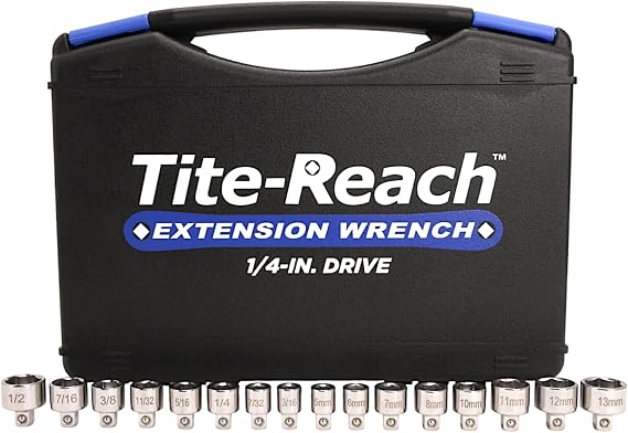 Original TITE-REACH 1/4 Drive Low Profile Socket Set, Magnetic Inserts, Standard and Metric, Stubby Sockets, Made for Tight Spaces