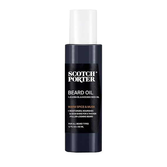 Scotch Porter Smoothing Beard Oil for Men, Warm Spice & Musk Scent (1-Pack)