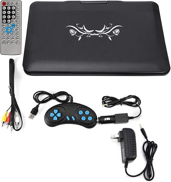 13.9inch HD Portable Player, MP3/CD/TV Player with Swivel Screen Built-in Rechargeable Battery Supported Secure Digital Memory Card and USB Direct Play (US Plug 110-240V)