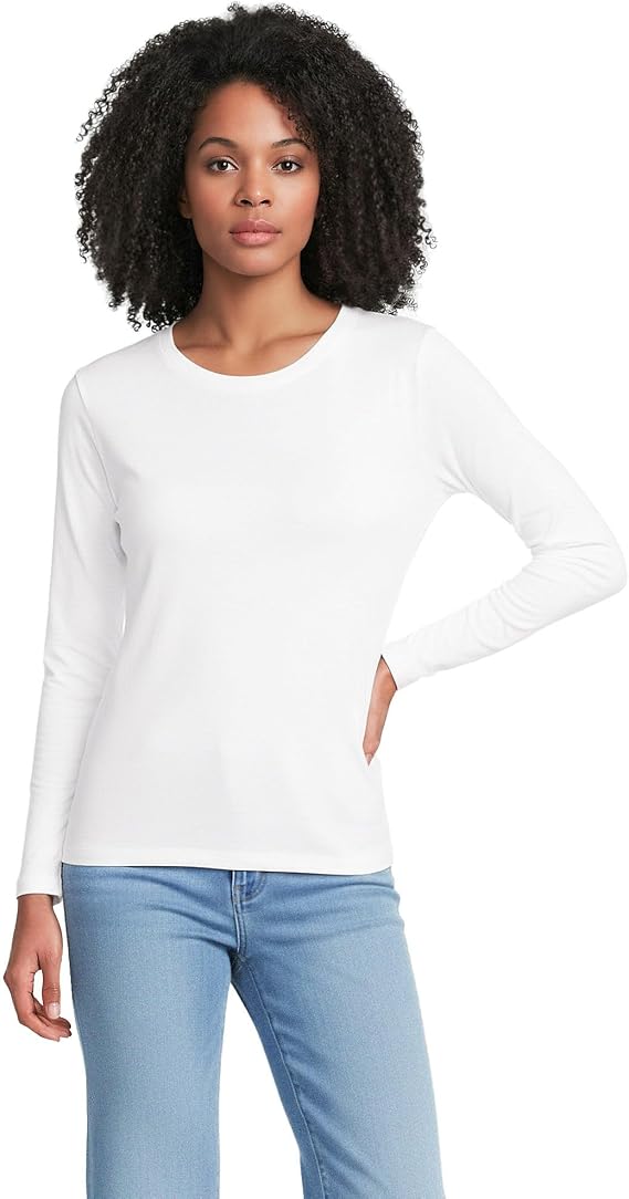 Lands' End Women's Supima Long Sleeve Crew Tee | American-Grown Supima Cotton, Relaxed Fit, Tagless, Mid-Hip Length, Layering, Petite and Plus Sizes