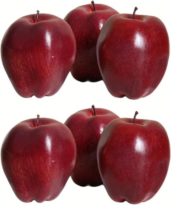 Lifelike Artificial Red Apples 6pcs Hyper-Realistic Decorative Fruit for Home Kitchen Party Decoration