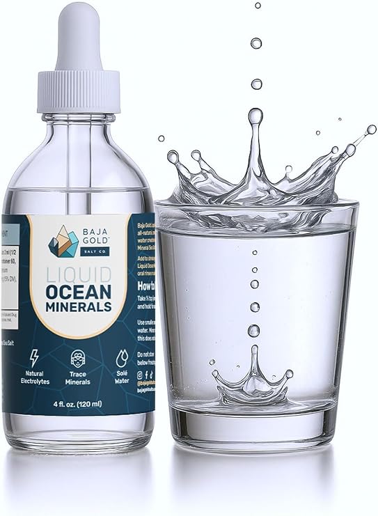 Baja Gold Liquid Trace Minerals Drops, Gary Brecka Choice, Glass, 4 fl oz | Sea of Cortez Ionic Electrolyte Drops, Glass Bottle, Unrefined Mineral Saline for Drinking Water and Food, 30-Day Supply