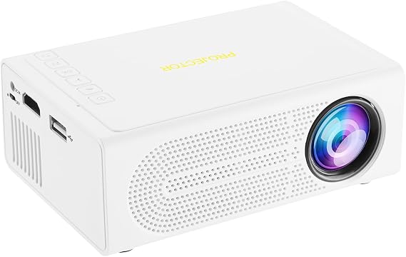 Mini Portable LED Short Throw Projector | 1080P HD | Home Cinema | Compatible with U Disk, Computer, DVD, Set-Top Box, Hard Drive(white M200)