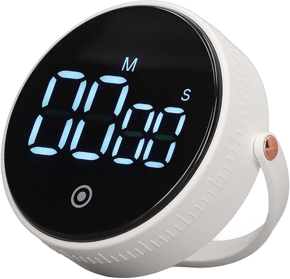 Digital Kitchen Timer with Magnetic Back, Large 3 - Inch LED Display, 3 Volume Modes Countdown Timer for Cooking, Classroom, Fitness and Kids Use (White)