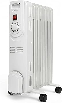 Comfort Zone Electric Oil-Filled Radiant Radiator Space Heater, Never Refill, Adjustable Thermostat, Tip-Over Switch & Overheat Protection System, Ideal for Home, Bedroom, Office, 1,200W, CZ7007J