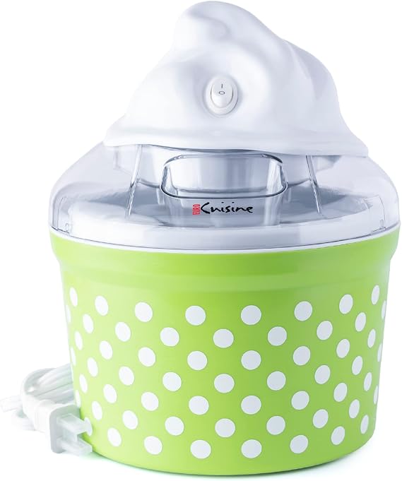 Euro Cuisine Ice Cream, Sorbet & Frozen Yogurt Maker, Homemade Gelato & Soft Serve Kids Ice Cream Maker Machine with 4 Glass Cups - Double-Insulated Freezer Bowl, Mixing Paddle, Lid - 1.5 Quart