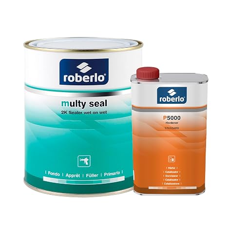 Roberlo Multy Seal 2K Automotive Sealer with P5000 Hardener - Gray Sealer for Car Refinishing, Excellent Adhesion, Fast Drying, Smooth Finish - 3.78L Sealer + 946ml Hardener