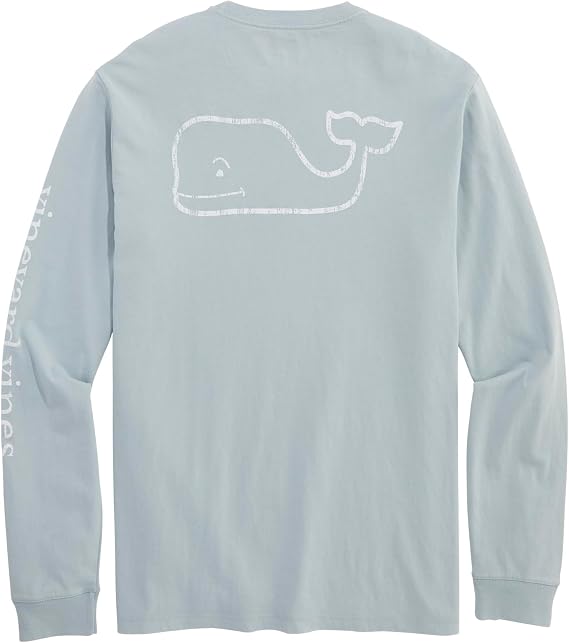 Vineyard Vines Men's Drift Dye Vintage Whale Long-Sleeve Garment Dye Pocket Tee