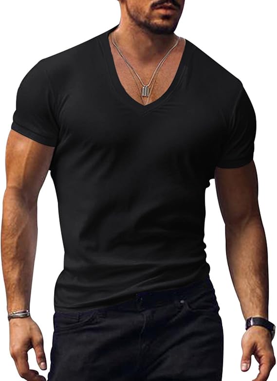 Angbater Men's Athletic V Neck T Shirt Breathable Stretch Fitted Tee | Moisture Wicking,Slim Ftir,Lightweight Feel,Gym Workout,Fitness Training,Casual Outfits,Easy Layering