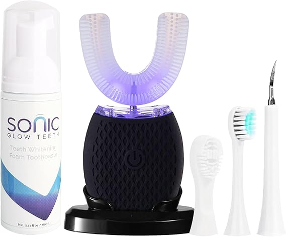 Adult Automatic Ultrasonic Toothbrush Waterproof Timer Travel Black