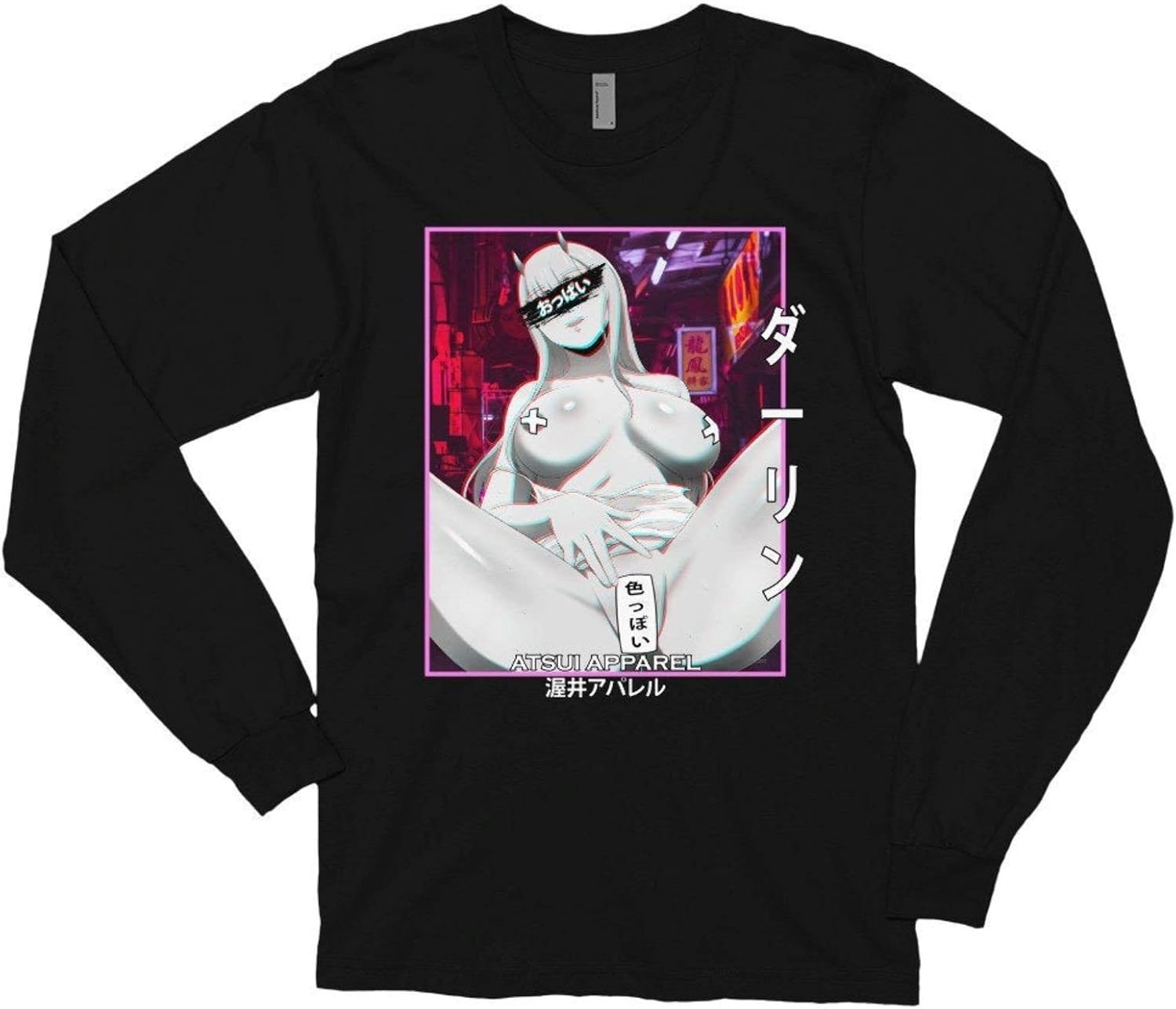Ahegao Waifu Shirt Long Sleeve Glitcheds Anime Tee Ahegao Hentais Waifu Girl Lewding Anime Boobs Sexy Anime Girl Custom