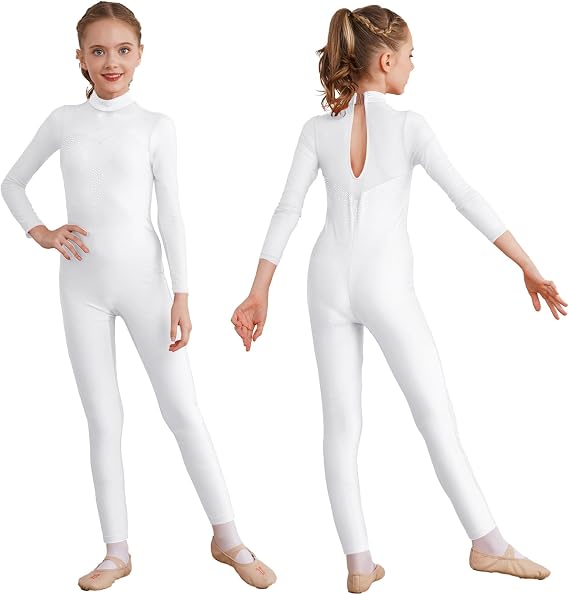 Loyan Girl's One Piece Dance Bodysuits Gymnastics Unitard Long Sleeve Ballet Leotards Full Body Skating Jumpsuit