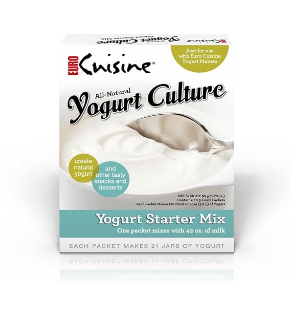 Euro Cuisine RI1020 All Natural Yogurt Culture Starter Perfect for Dairy Free, Whole Milk, Protein Yogurt Probiotic Yogurt Pouches for Smooth, Creamy Homemade Yogurt