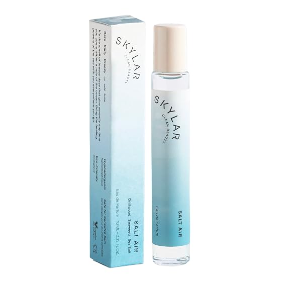 Skylar Salt Air, Rollerball Perfume for Women, Beach, Clean, 0.33 Fl oz | Mini Fresh Beach Perfume, Driftwood, Sea Salt & Water Lily Notes, Hypoallergenic, Vegan, Clean Fragrance for Sensitive Skin