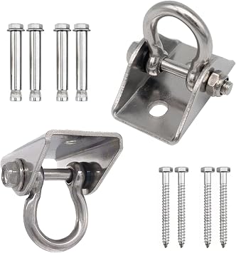 304 Stainless Steel Swing Hangers,Heavy Duty Hammock Hanging Kit for Swing Set,Chair,Yoga,Multiple Indoor Outdoor Gym,Sandbag,Indoor Outdoor 2 Pack (1500 lbs)