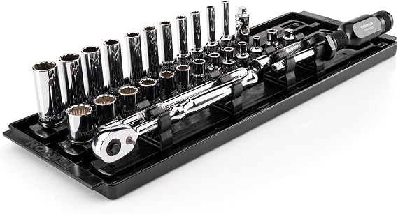 TEKTON 1/4 Inch Drive 12-Point Socket and Ratchet Set, 29-Piece | SKT03102
