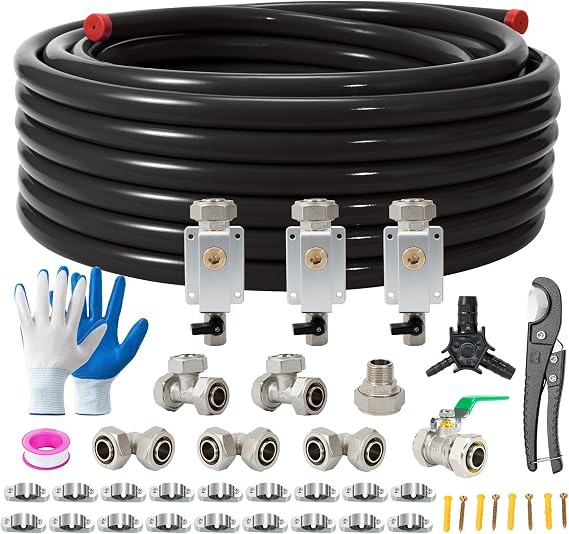 3/4" 100 FT Shop Air Line Kit, Rapid Air System 3/4 Inch Hdpe-Aluminum | Compressed Air Piping for Garage Includes Air-locking/Elbow/Tee/Air Outlet Block Fittings Leak Proof Easy to Install