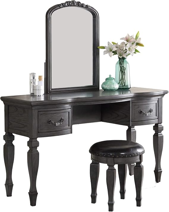 Bobkona Metro Vanity with Stool, Grey