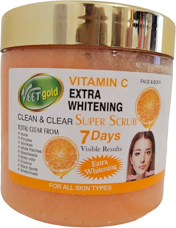 VeetGold Vitamin C Extra Lightening Face &Body Extra Whitening Super Scrub 550 mg