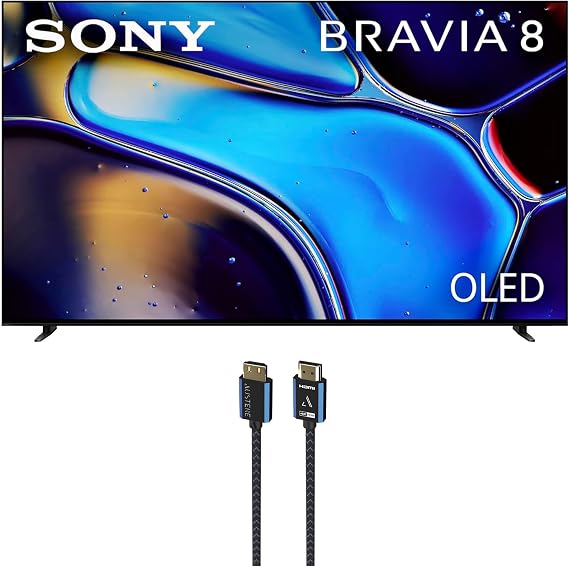 Sony K77XR80 77 Inch IMAX Enhanced Bravia OLED 4K HDR Google TV with an Austere 5S-4KHD2-2.5M V-Series 2.5m Premium 4K HDR HDMI Braided Cable (2024)