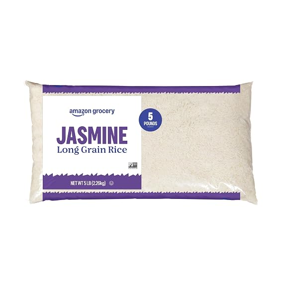 Amazon Grocery, Jasmine Long Grain Rice, 5 Lb