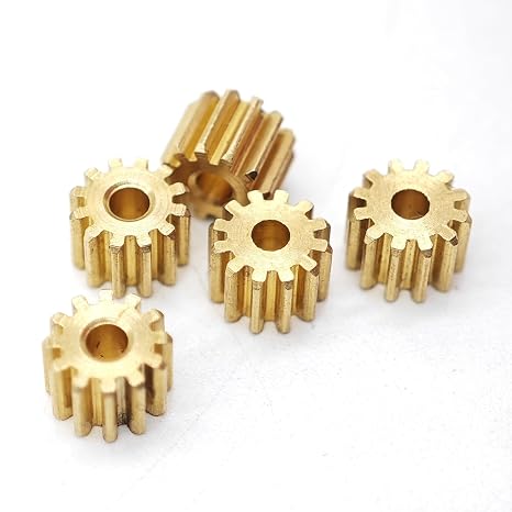 5pcs Brass Straight Teeth Gear 0.3 Module 11 Teeth Spur Gear 1mm 1.5mm 2mm Tight Fit Shaft 0.3M 11T Motor Pinion straight driver(2mm thickness 1.48mm hole)