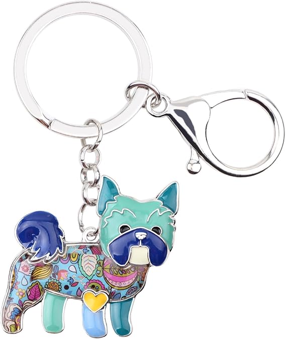 BONSNY Enamel Alloy Yorkie Yorkshire Dog Key Chains For Women Car Purse Handbag Charms Jewelry