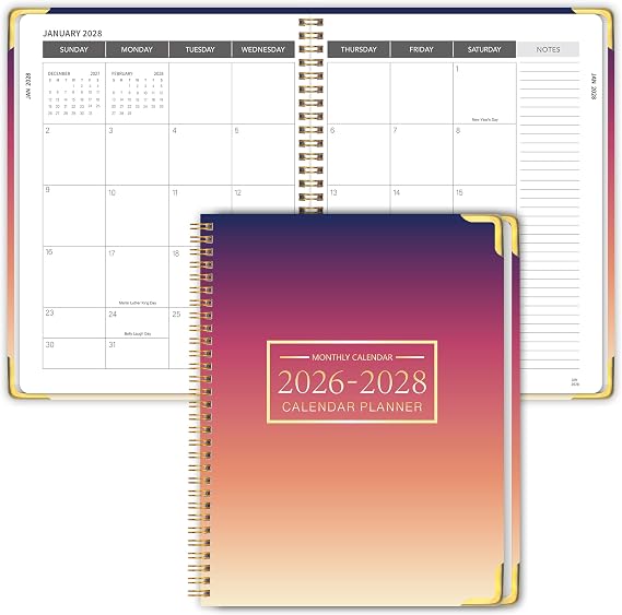 Monthly Planner 2026-2028, 36-Month Calendar, 8.5" x 11", Spiral Bound