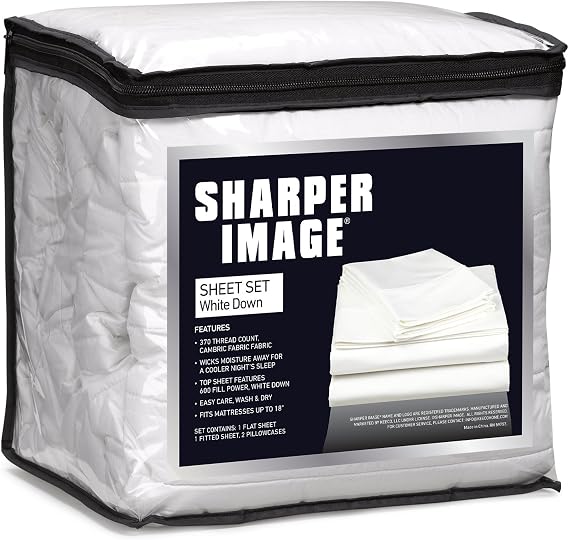 Sharper Image Salisbury Industries Stationary Wire Shelving Unit Down Filled Flat Sheet, White, Queen