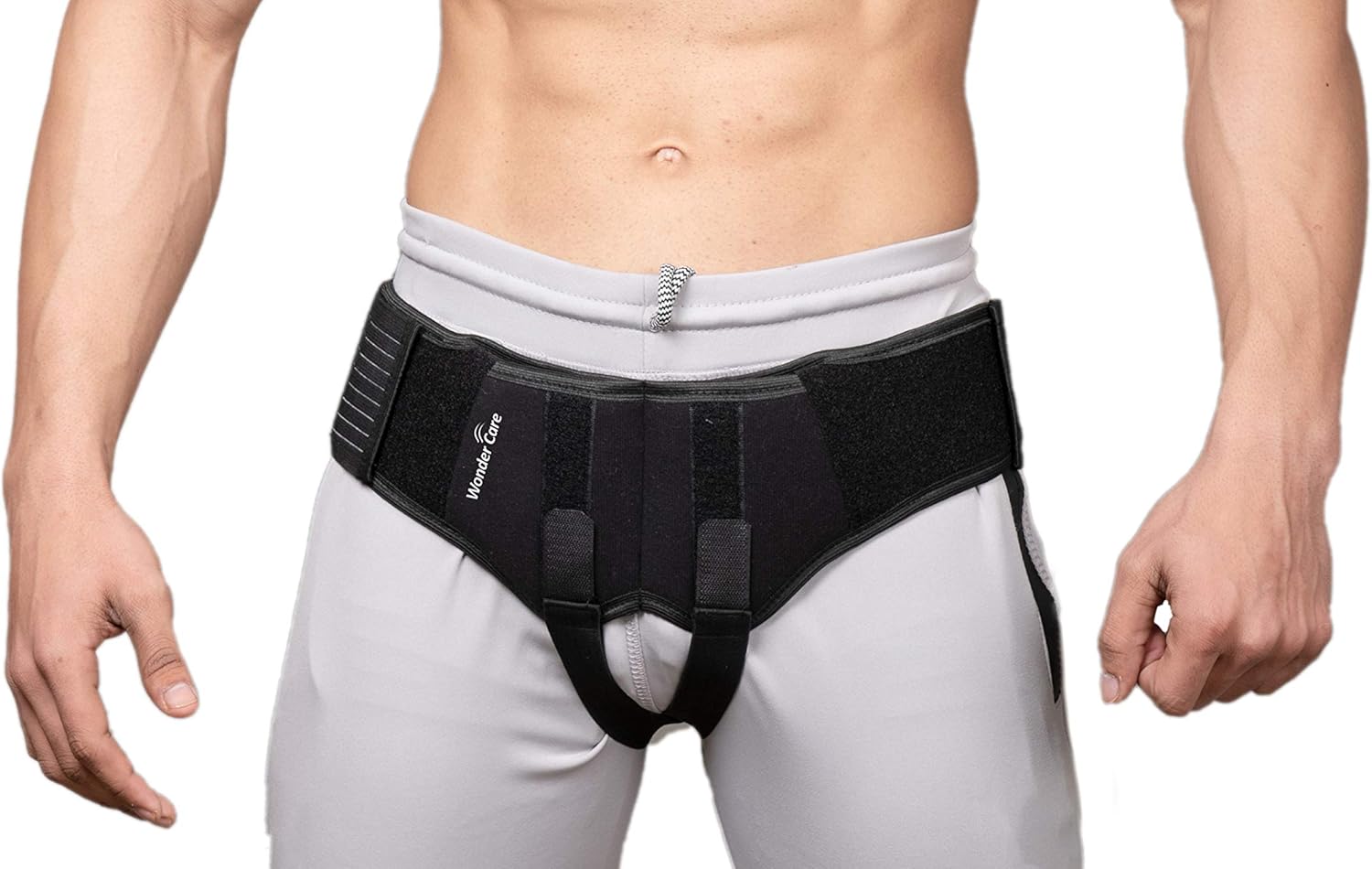 Wonder Care Inguinal Hernia Support Belt Groin Truss Brace Post Surgery Hernia Pain Relief Two Compression Pressure Foam Pads, Adjustable Elastic strap-S