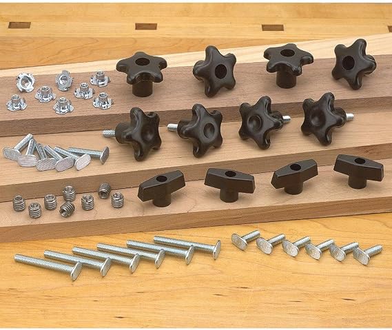 Jig Parts Hardware Kit-Build Your Jigs & Fixtures w/Woodworking Jigs and Accessories Kit-Wood Working Set Includes Star Knobs,T-Nuts,Threaded Inserts,T-Bolts for T-Track & More for Shop Setup