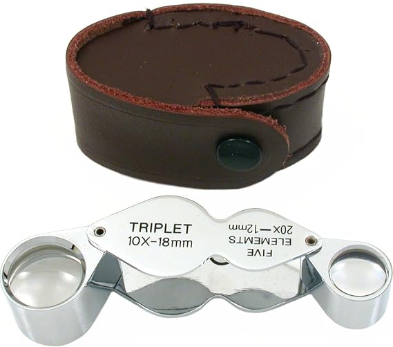 Premium Quality Jeweler's 2-in-1 Eye Loupe 10X 20X - Triplet & Five Elements - Chrome-Plated Brass