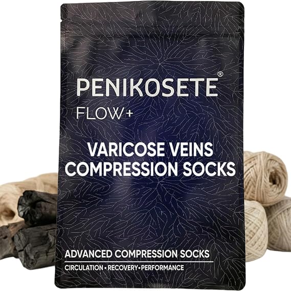 Penikosete Compression Socks for Women Men 20 mmHg Lab-Tested Bamboo Charcoal Fiber Knee High Graduated Compression Air Travel Circulation Varicose Veins Swelling Edema Nurse Running Maternity