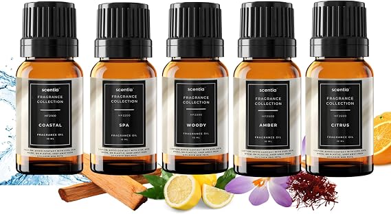 Diffuser Oil Gift Set, Hotel Lobby Inspired Scents, 10 mL, 5 Fragrances | Scentia Fragrance Oil Blends Crafted For Cold Diffusers, Evoking Hotel Elegance In Any Room