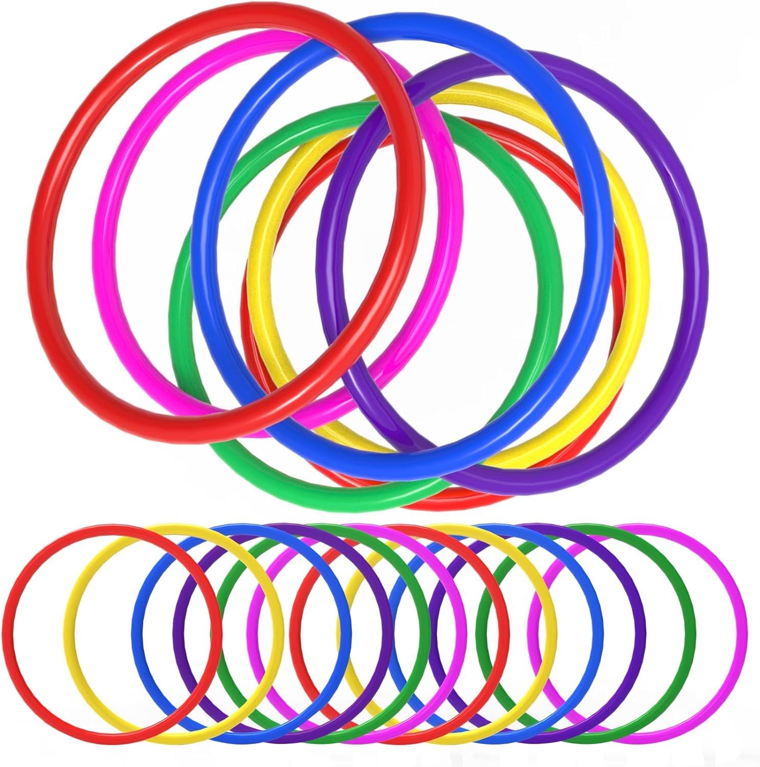 Pack of 24 Plastic Toss Rings Coloured Throwing Rings Children Ring Toss Game for Ring Toss Game Ring Toss Game Indoors Outdoor Children Target Practice Games Party Favour Games Carnival Garden