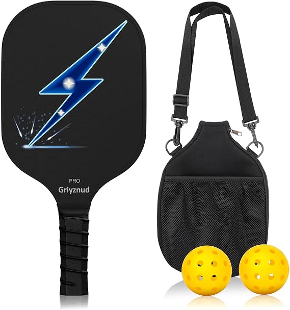 Fiberglass Pickleball Paddle Set w/Bag & Balls, Lightweight for All Skills