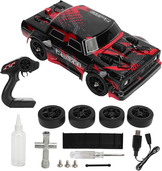 BuyWeek Remote Controlled Drift Car 2.4GHz 1/16 4WD RC Drift Car with LED Lights and Smoke 36 km/h 1200 mAh 7.4 V Full Scale RC Car Toy for Children Adults