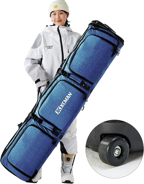 XCMAN Roller Snowboard Bag with Wheels Adjustable Length...