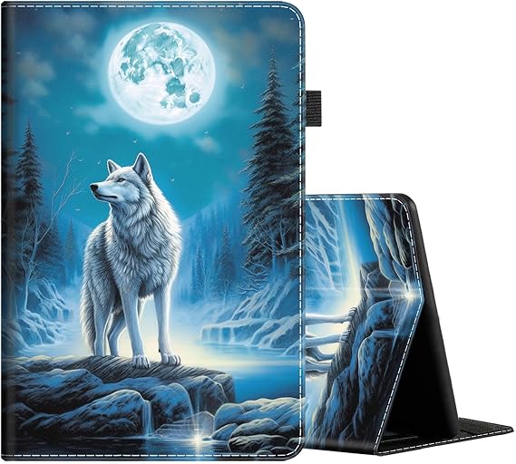 Case for All-New Amazon Fire HD 10 and 10 Plus Tablet (13th/11th Generation, 2023/2021 Release) 10.1", Multi-Angle Smart Stand Cover Auto Sleep/Wake, Wolf Under The Moon
