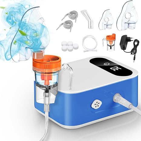 Inhalation Device for Adults Inhalation Device Machine with LED Digital Display Compressor Nebuliser Inhaler Children Baby Inhaler Adjustable Spray Mist with Mask Mouthpiece