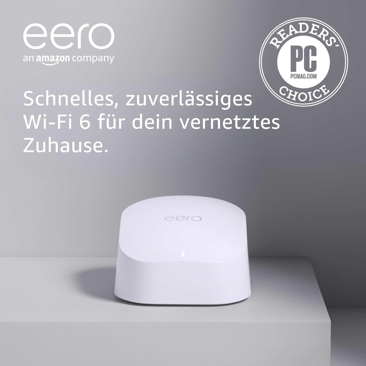 Amazon eero 6 Mesh-WLAN-Router 900-Mbit/s-Ethernet Bis zu 140 m² Abdeckung Für Verbindungen mit über 75 Geräten Einzelpack
