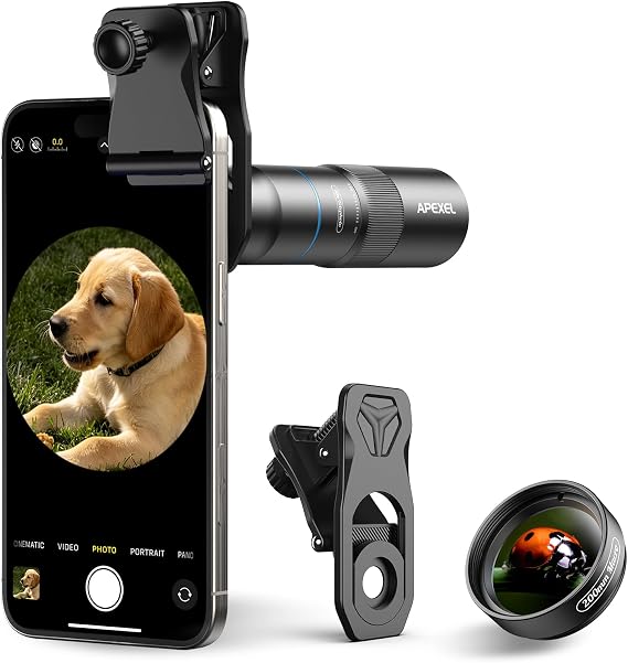 APEXEL Upgrade 10x Telephoto Lens for Smartphone & 200mm Macro Lens