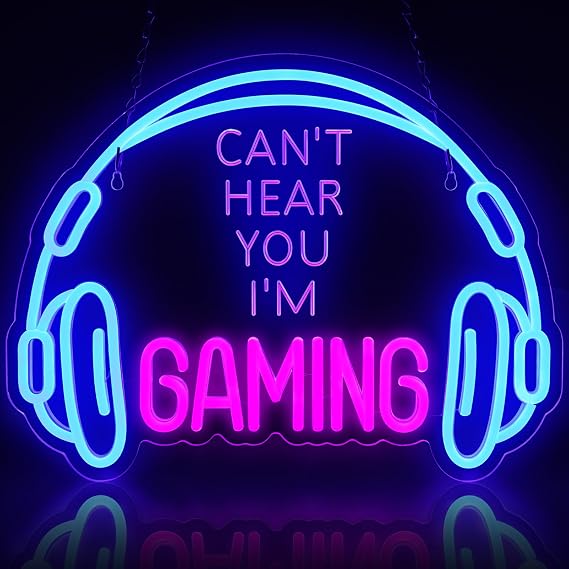Gaming Neon Sign LED Headset Gamer Neon Light Headphone Lightup Game Signs