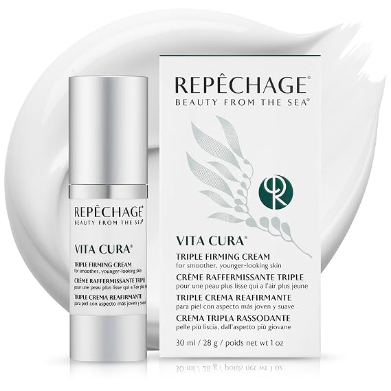 Repechage Vita Cura Triple Firming Cream with Matrixyl 3000, Marine Biopeptide & Botanicals Rich Moisturizer for Face & Neck, Helps Improve Texture & Smooth the Look of Fine Lines, 1 fl oz (30 mL)