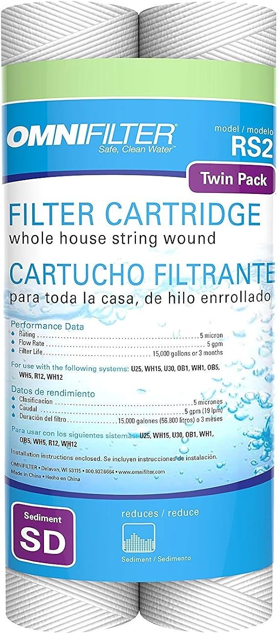 Fits OmniFilter RS2-DS String Wound Filters 2 pack 5 micron