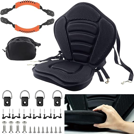 HLOGREE Kayak Seats - 1/2 Pck, Thicken Padded Seat Cushion with Back Support, Canoe & Ocean Sup Compatible