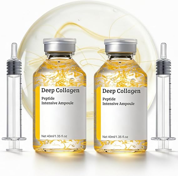 2Pcs Silk Peptide Intensive Lifting Ampoule, Deep Collagen Silk Peptide Ampoule, Anti Aging Serum for Tightening & Firming, Smoothing Fine Lines, Hydrating Facial Essence for Youthful Skin