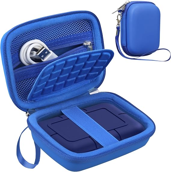 Lacdo Hard Carrying Case for LaCie Rugged SSD Pro5 2TB 4TB External Solid State Drive Hard EVA Shockproof Water Repellent Protective Storage Case Travel Bag with Hand Strap, Blue