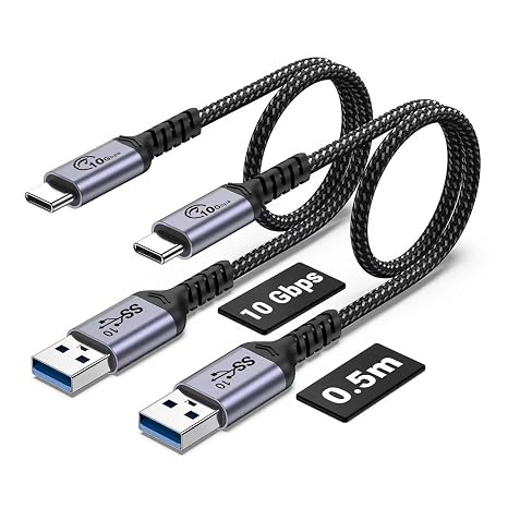 50cm USB C Data Cable 10Gbps 2 Packs, SUMPK USB 3.1 Cable Type C 3A Rapid Charge Data Transmission Line Compatible with Samsung Galaxy S 21 S 10 S 9 Note 20 Charging Treasure