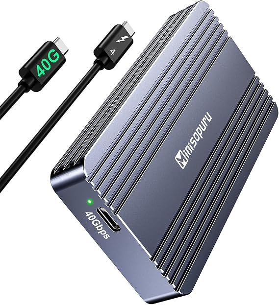 Minisopuru 40Gbps M.2 NVMe SSD Thunderbolt Enclosure With Cable, 8TB for M1 M2 Pro/Max, USB4/3.2/3.1/3.0/2.0, Support 2280/2260/2242/2230 M & B+M-Key